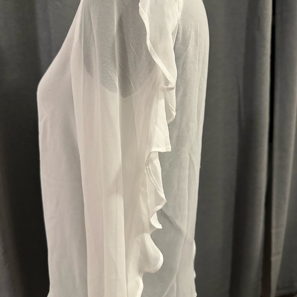 Zara White Ruffled Blouse - Picture 3 of 6